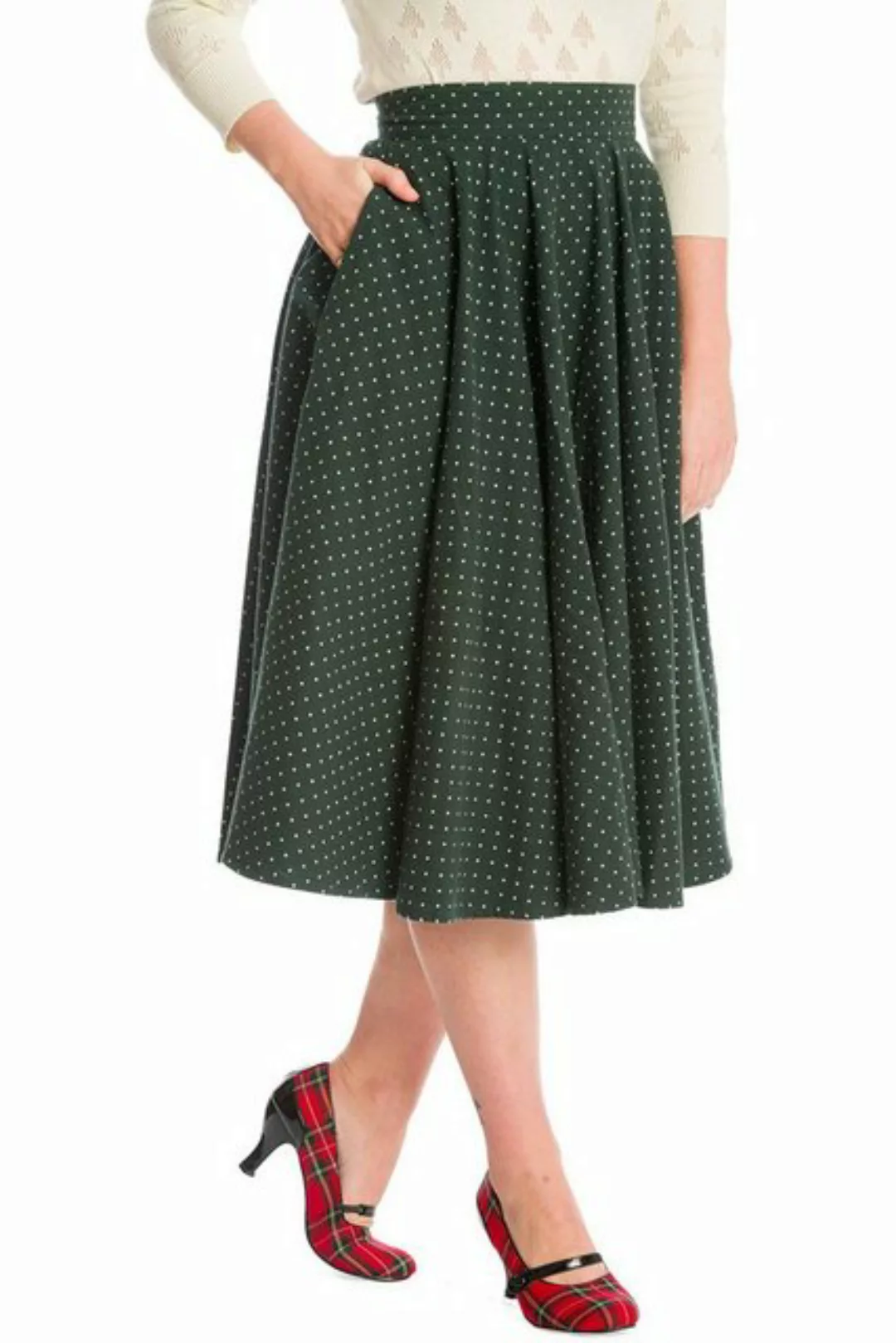 Banned A-Linien-Rock Cosy Spot Grün Retro Vintage Swing Skirt günstig online kaufen
