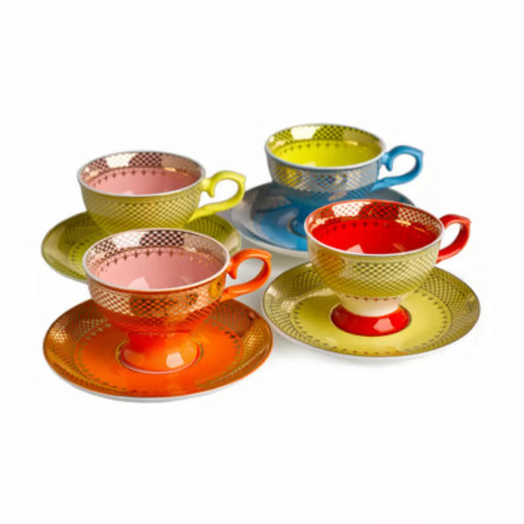 Espressotasse Grandma keramik bunt / 4er Set - Mit Untertassen - Pols Potte günstig online kaufen