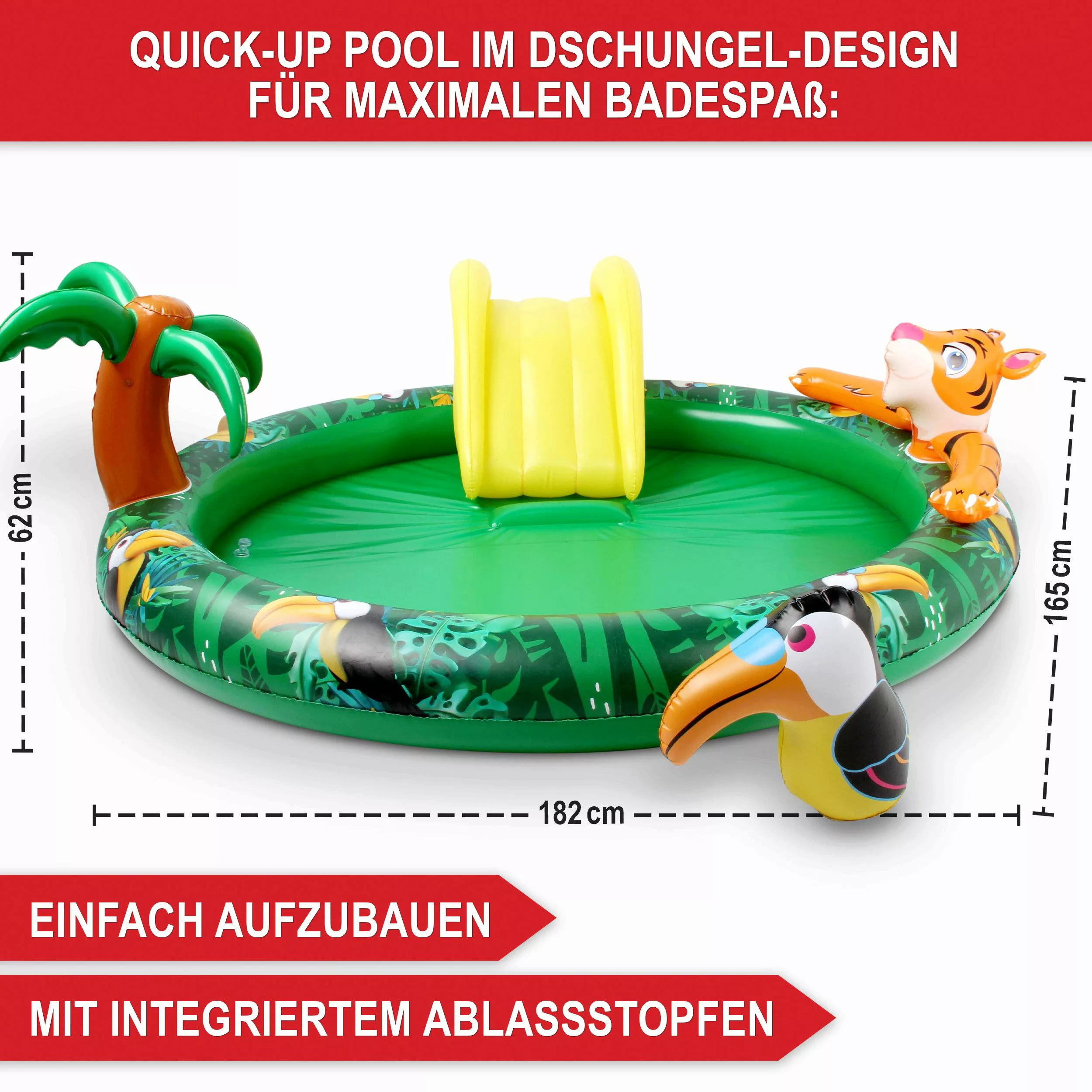 Onbest Planschbecken Jungle mit Schlauchanschluss Rutsche günstig online kaufen