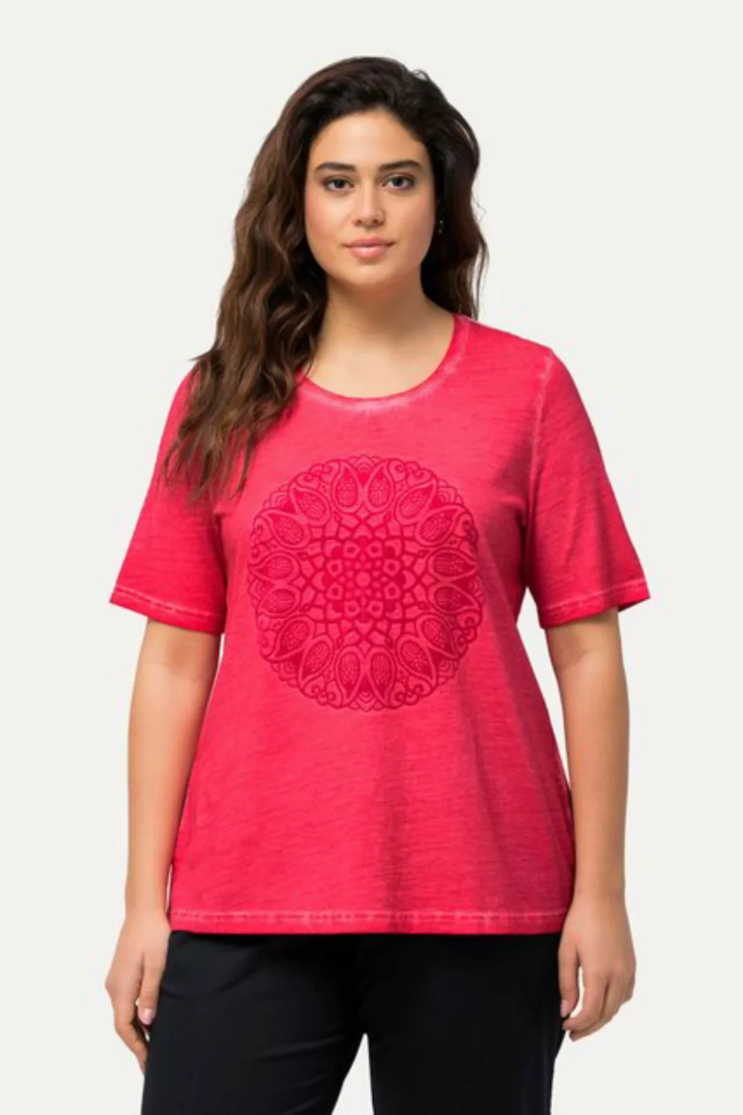 Ulla Popken Rundhalsshirt T-Shirt Mandala Classic Rundhals Halbarm günstig online kaufen