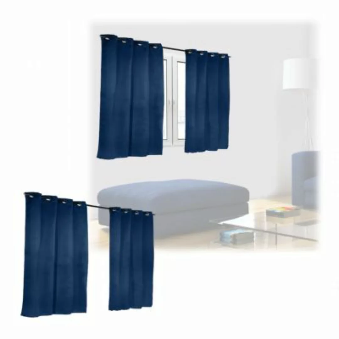 relaxdays 4 x Vorhang blau 90 x 135 cm dunkelblau günstig online kaufen
