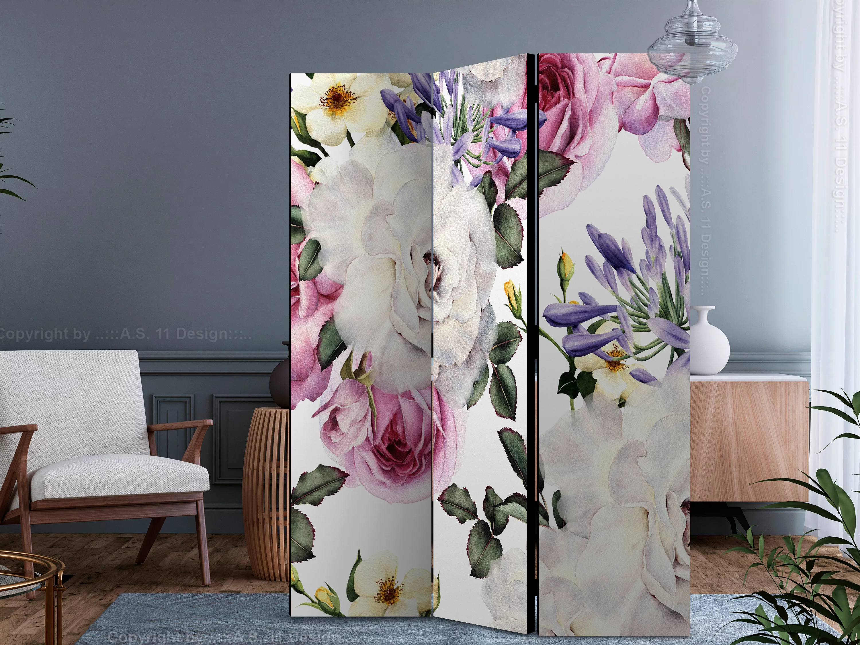 3-teiliges Paravent - Floral Glade [room Dividers] günstig online kaufen