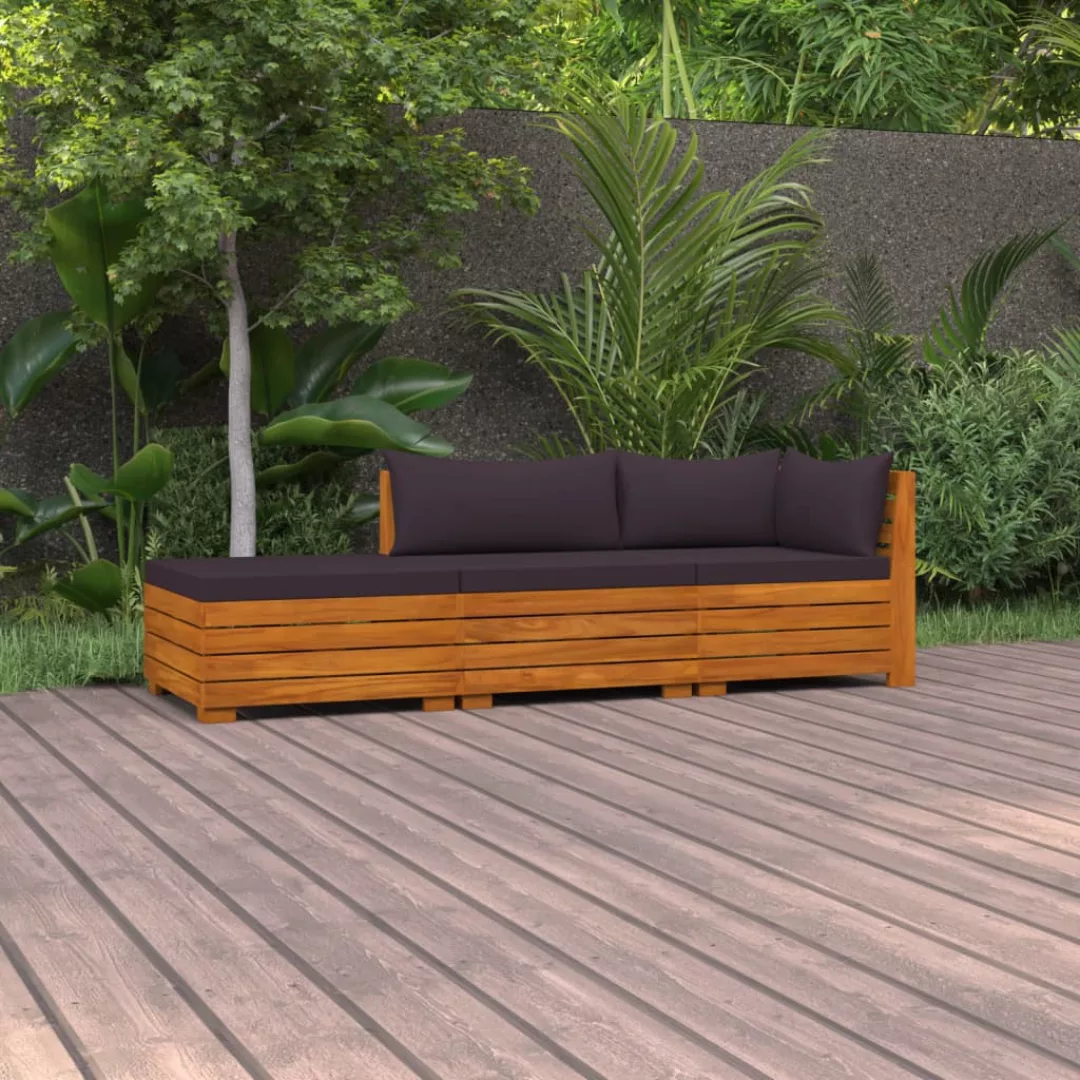 3-tlg. Garten-lounge-set Mit Kissen Massivholz Akazie günstig online kaufen