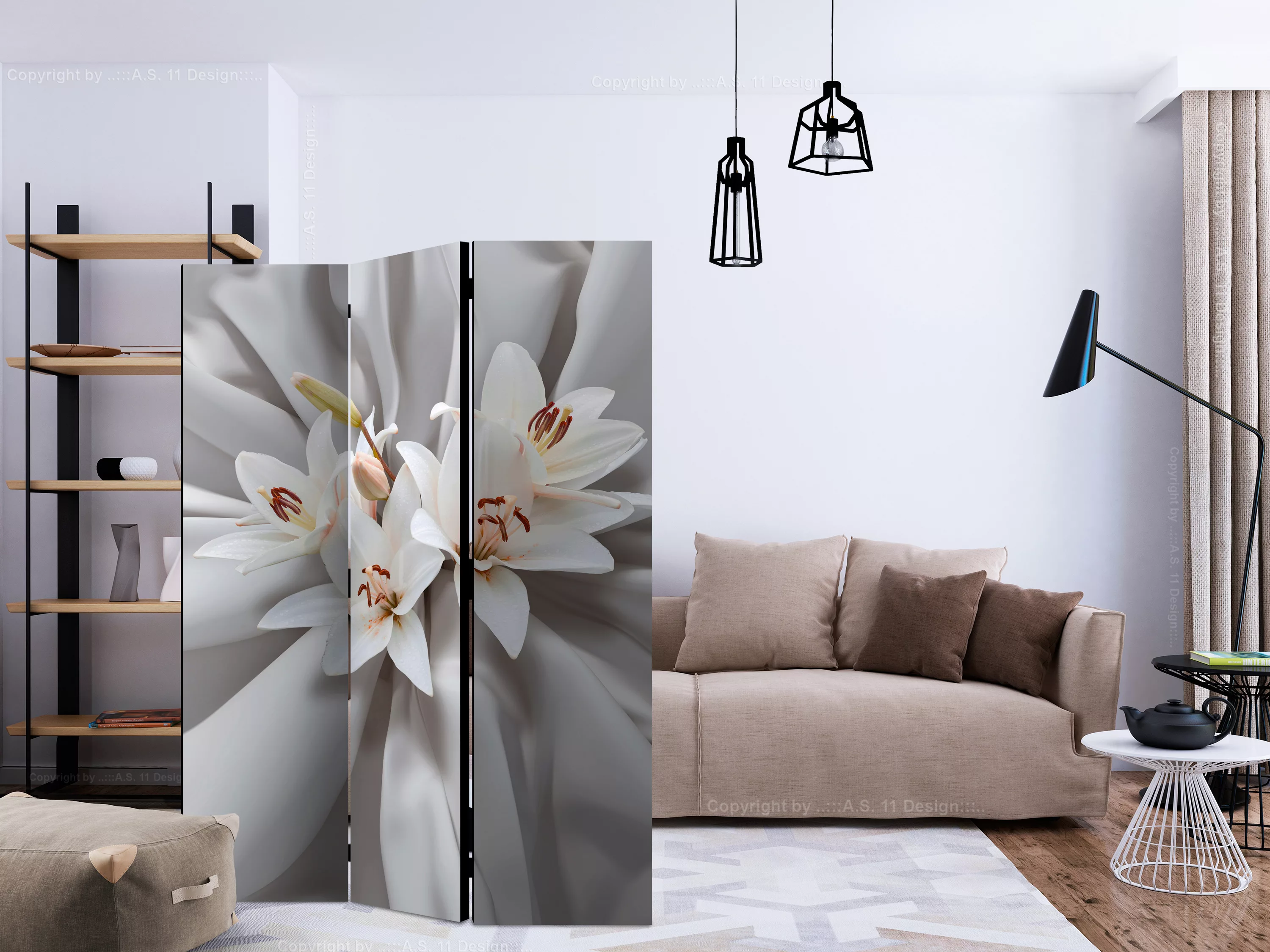 3-teiliges Paravent - Sensual Lilies [room Dividers] günstig online kaufen