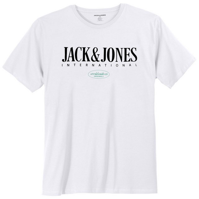 Jack & Jones Rundhalsshirt Große Größen Herren T-Shirt weiß Logoprint JORLU günstig online kaufen