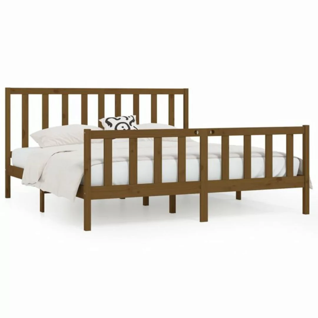 vidaXL Bettgestell Massivholzbett Honigbraun 200x200 cm Bett Bettgestell Do günstig online kaufen