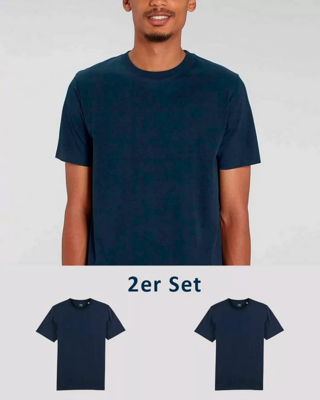 YTWOO T-Shirt 2er Pack, Männer T-Shirt Basic, schwere Bio-Baumwolle, 220g/m günstig online kaufen