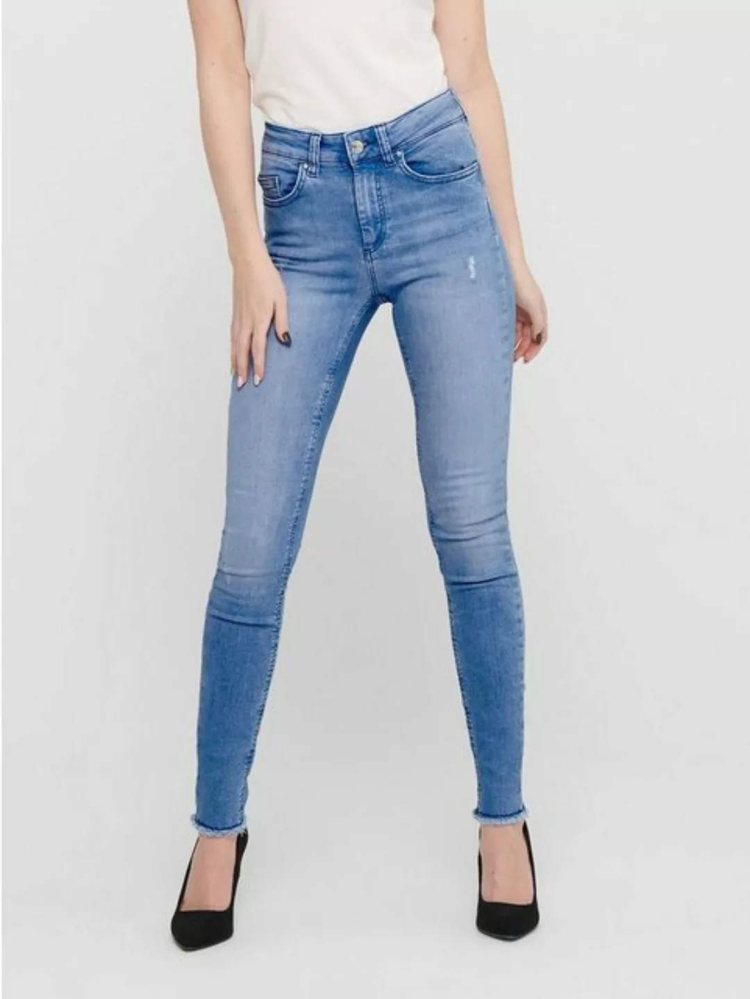 ONLY Skinny-fit-Jeans Skinny Fit Ankle Jeans ONLBLUSH Denim Hose Fransen (1 günstig online kaufen