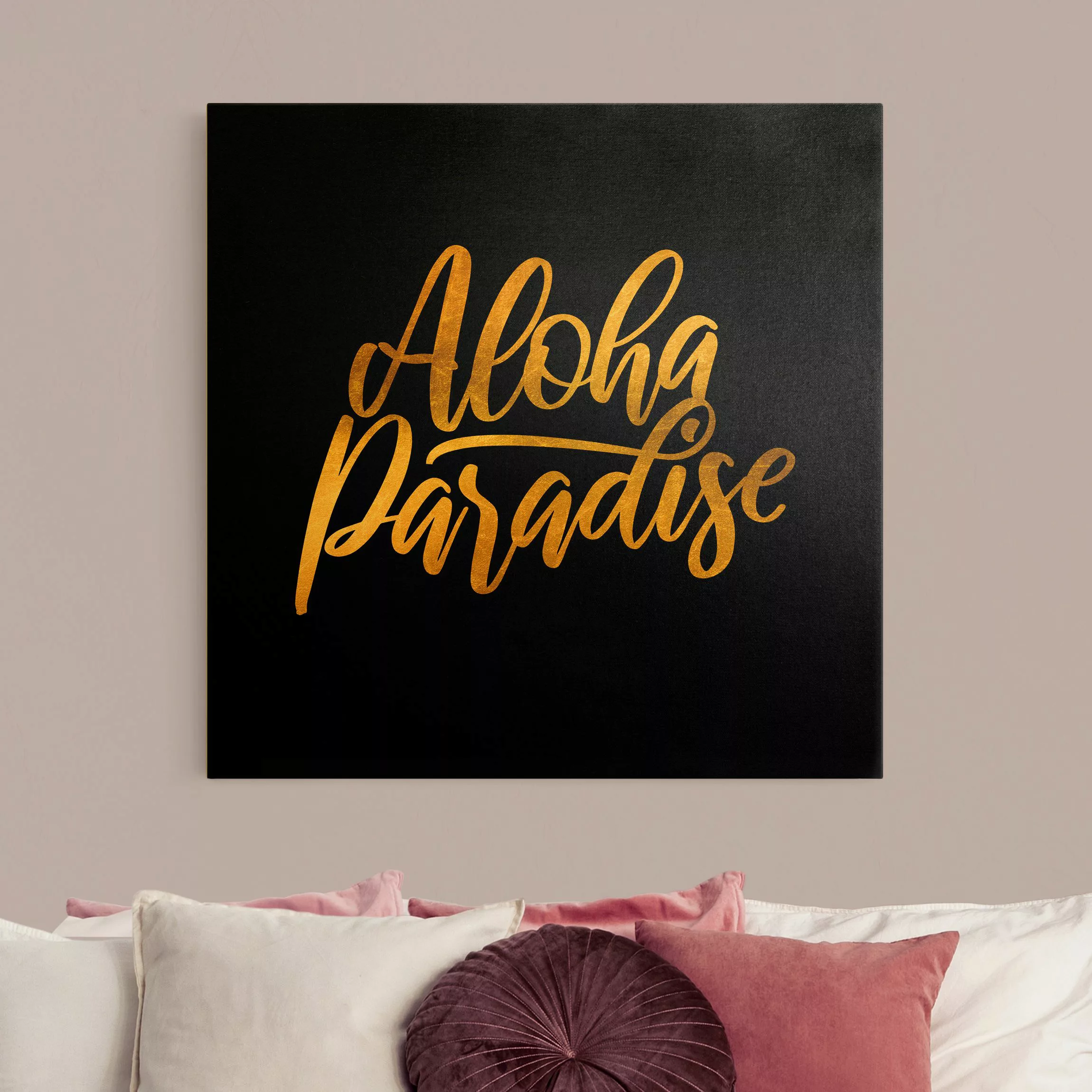 Leinwandbild Gold Gold - Aloha Paradise auf Schwarz günstig online kaufen