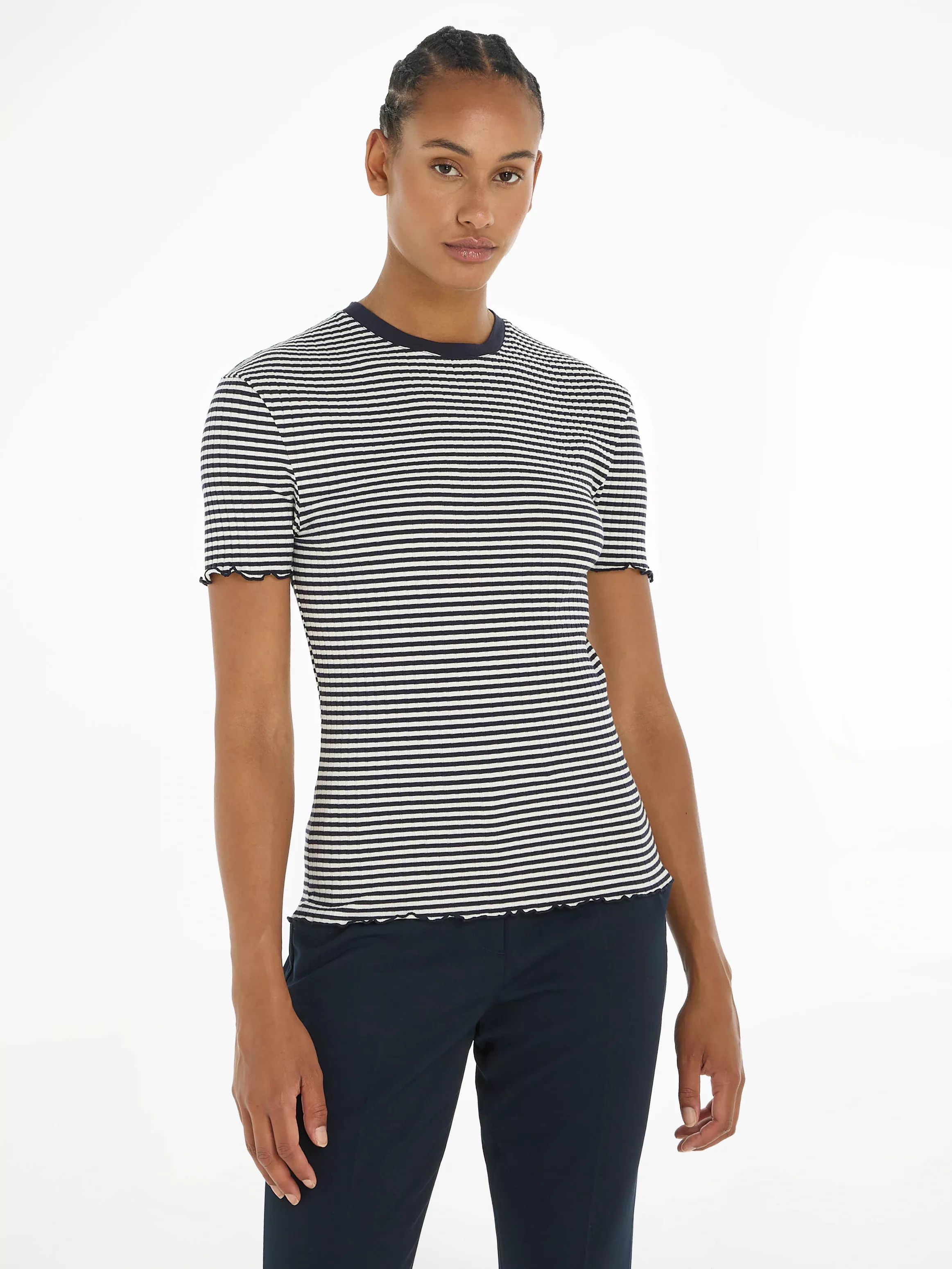 Tommy Hilfiger T-Shirt "SLIM CTN MODAL RIB STP C-NK SS" günstig online kaufen