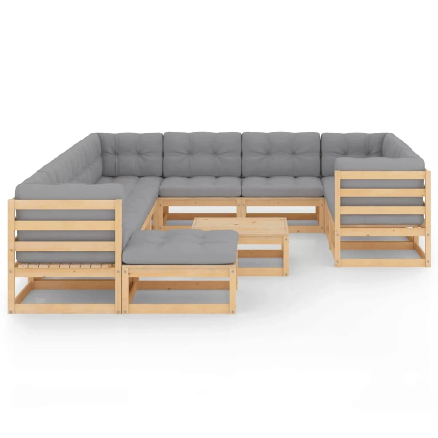 12-tlg. Garten-lounge-set Mit Kissen Kiefer Massivholz günstig online kaufen