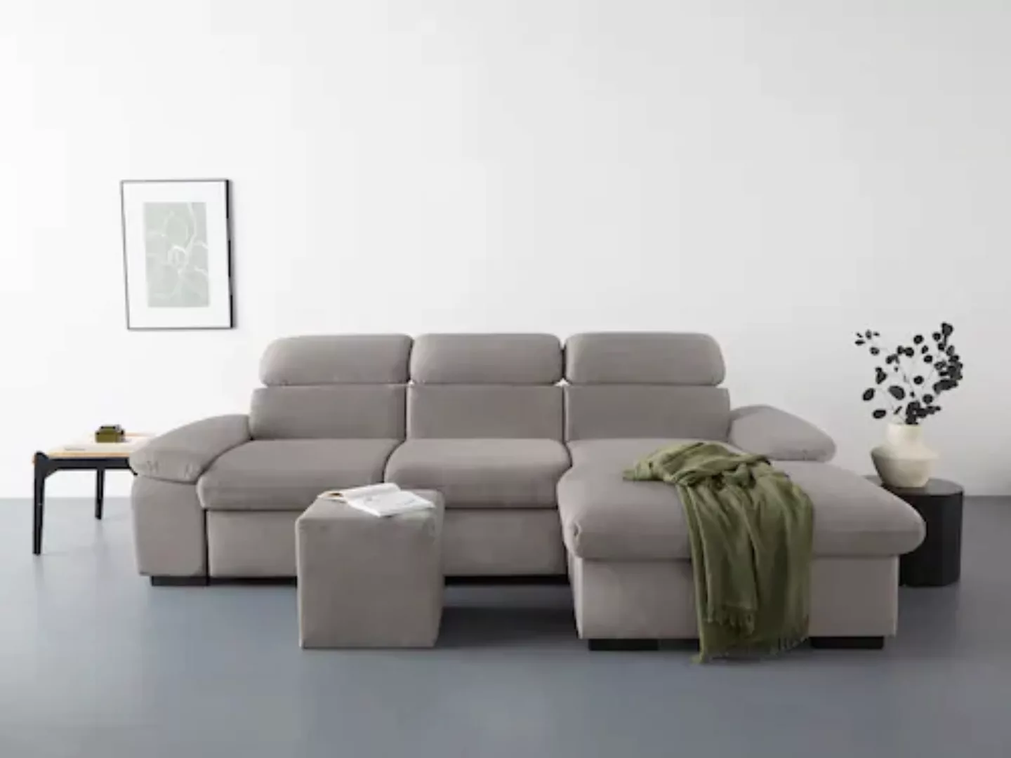 COTTA Ecksofa »Lola L-Form«, (Set, mit Hocker), mit Hocker & Kopfteilfunkti günstig online kaufen