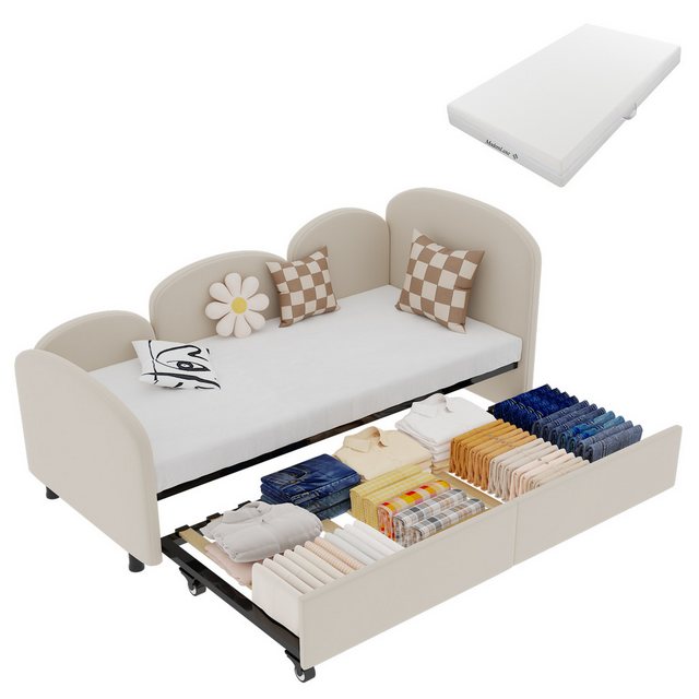 HAUSS SPLOE Kinderbett 90×200cm Polsterbett Schlafsofa mit Ausziehbett, Sic günstig online kaufen