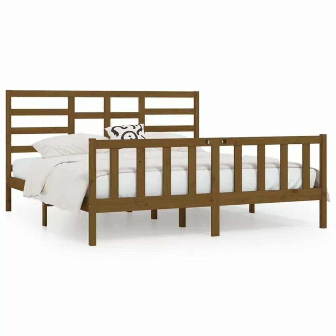 vidaXL Bettgestell Massivholzbett Honigbraun Kiefer 200x200 cm Bett Bettges günstig online kaufen