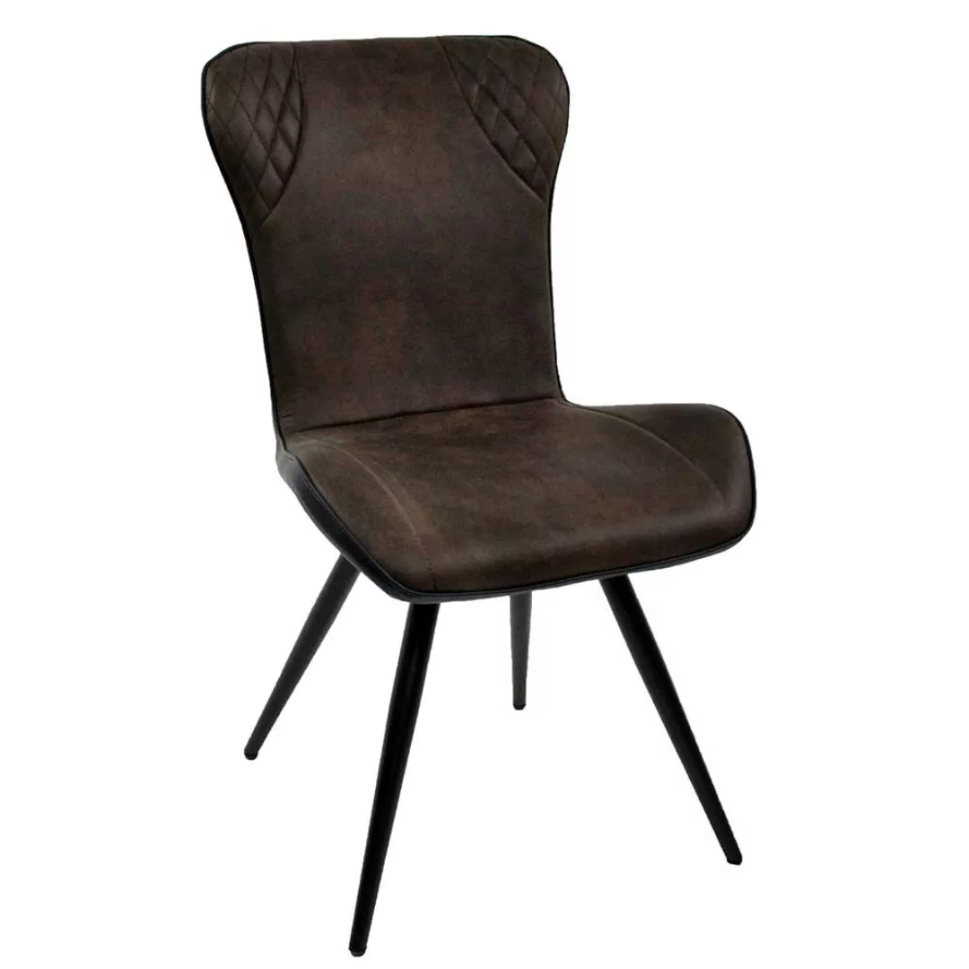 Esstisch Stühle im Industrie Stil Bezug aus Mikrofaser (4er Set) günstig online kaufen