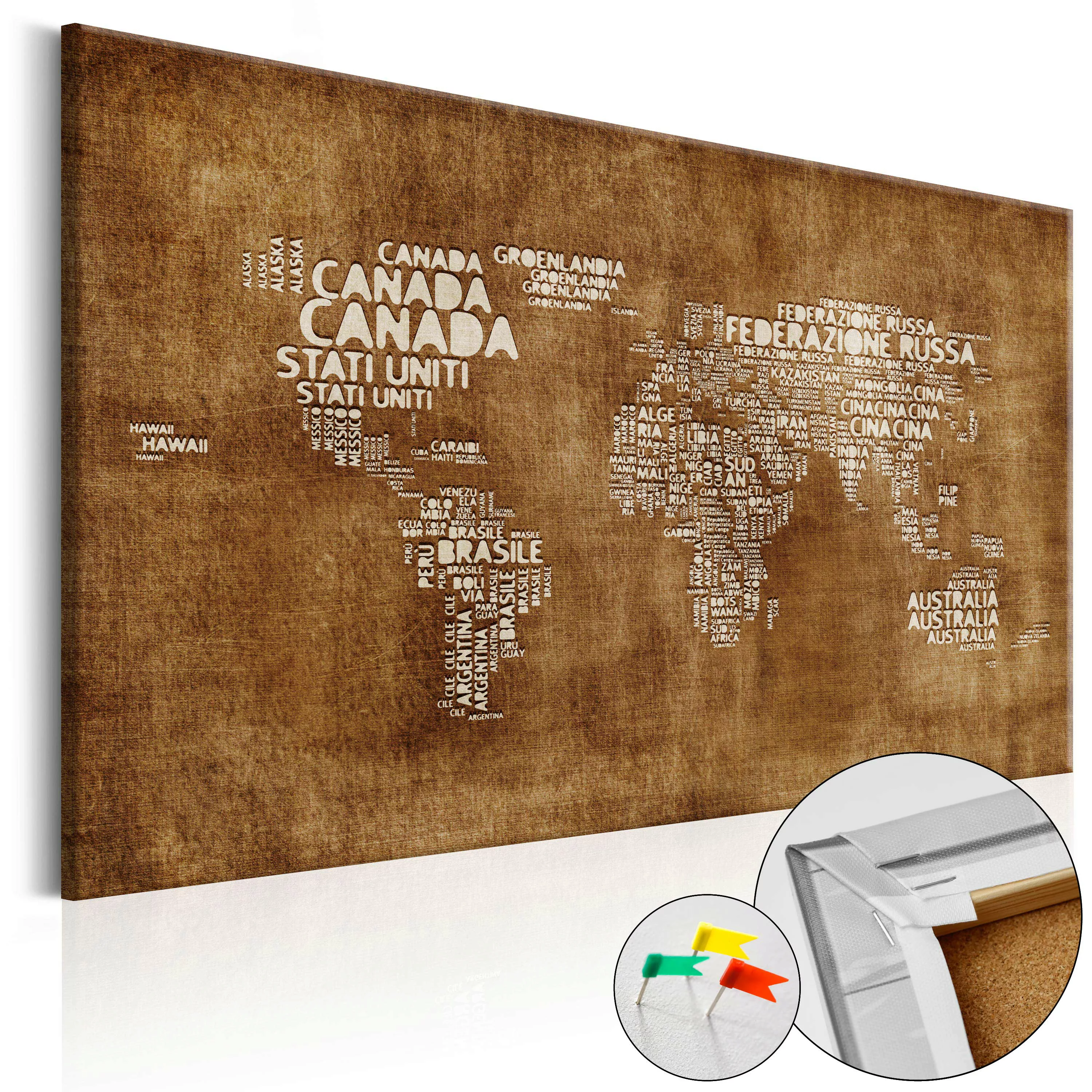Korkbild - The Lost Map [cork Map - Italian Text] günstig online kaufen