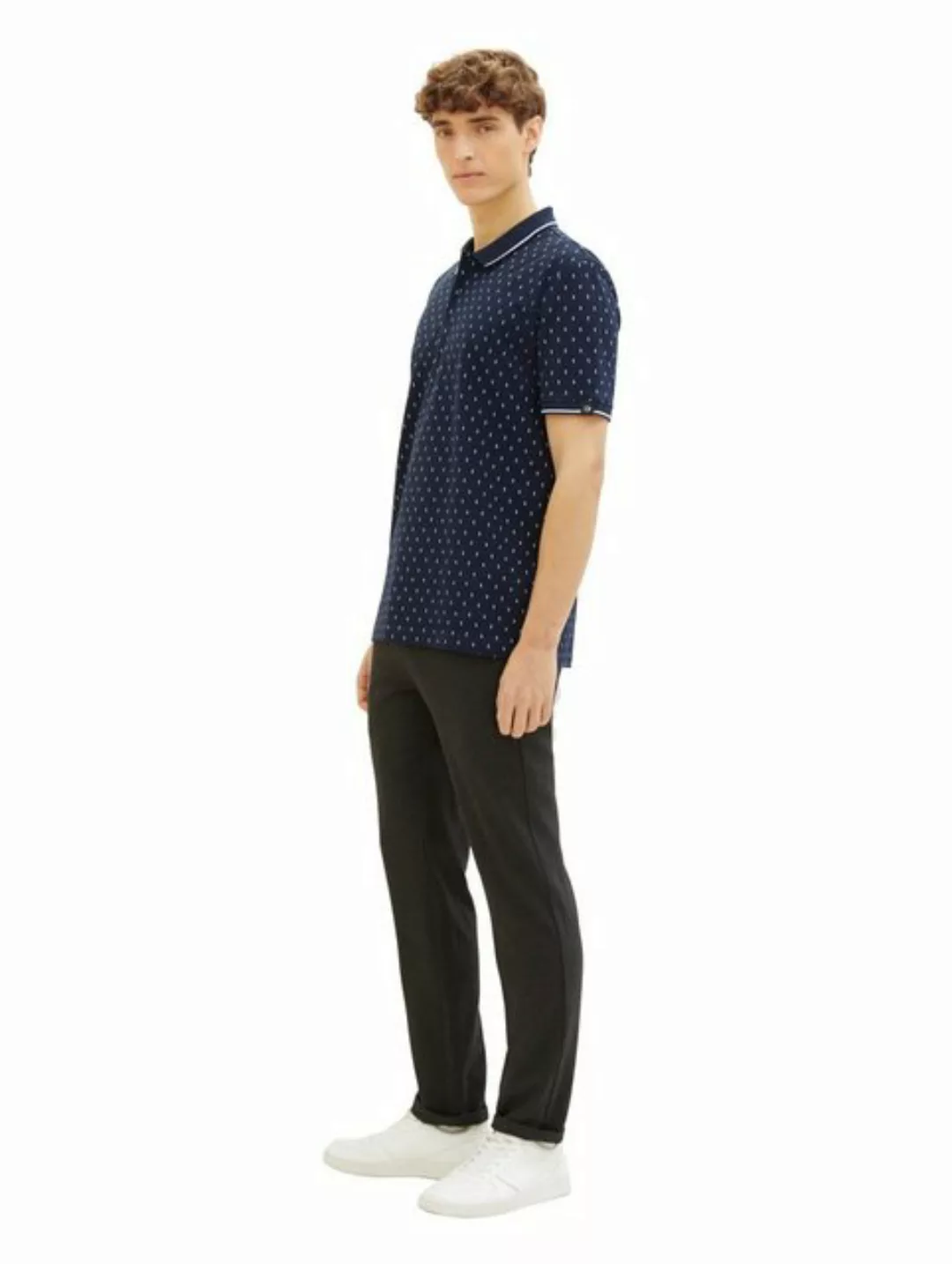 TOM TAILOR Denim Poloshirt mit Minimal-Print und aus reiner Baumwolle günstig online kaufen