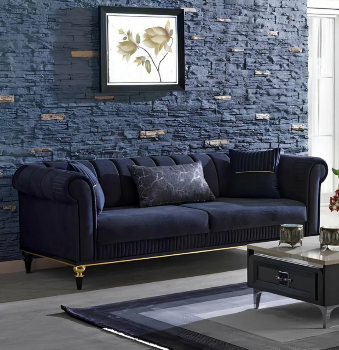 JVmoebel 3-Sitzer Blau Dreisitzer Sofa Couch Modern Polstermöbel Wohnzimmer günstig online kaufen