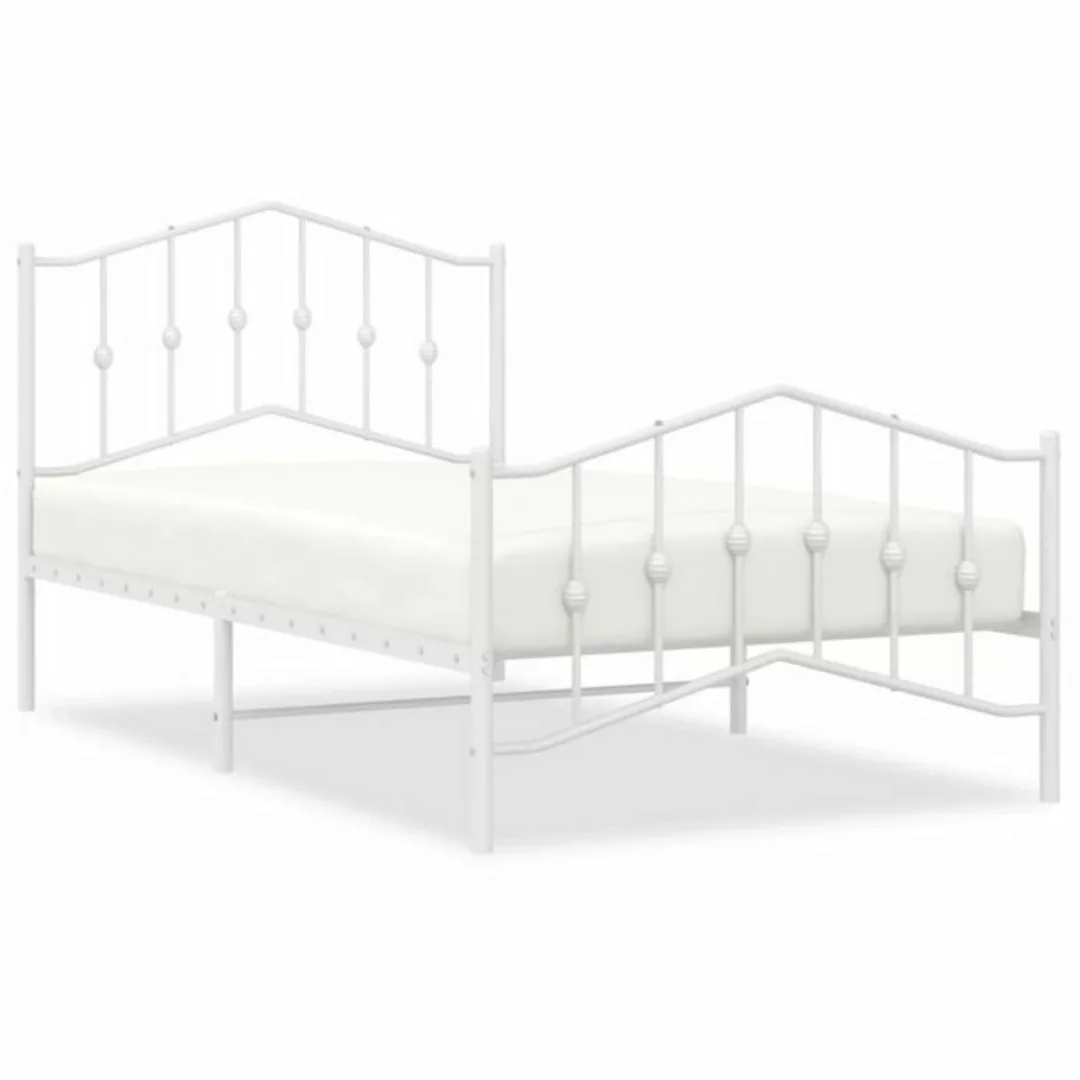 furnicato Bett Bettgestell mit Kopf- und Fußteil Metall Weiß 100x190 cm günstig online kaufen