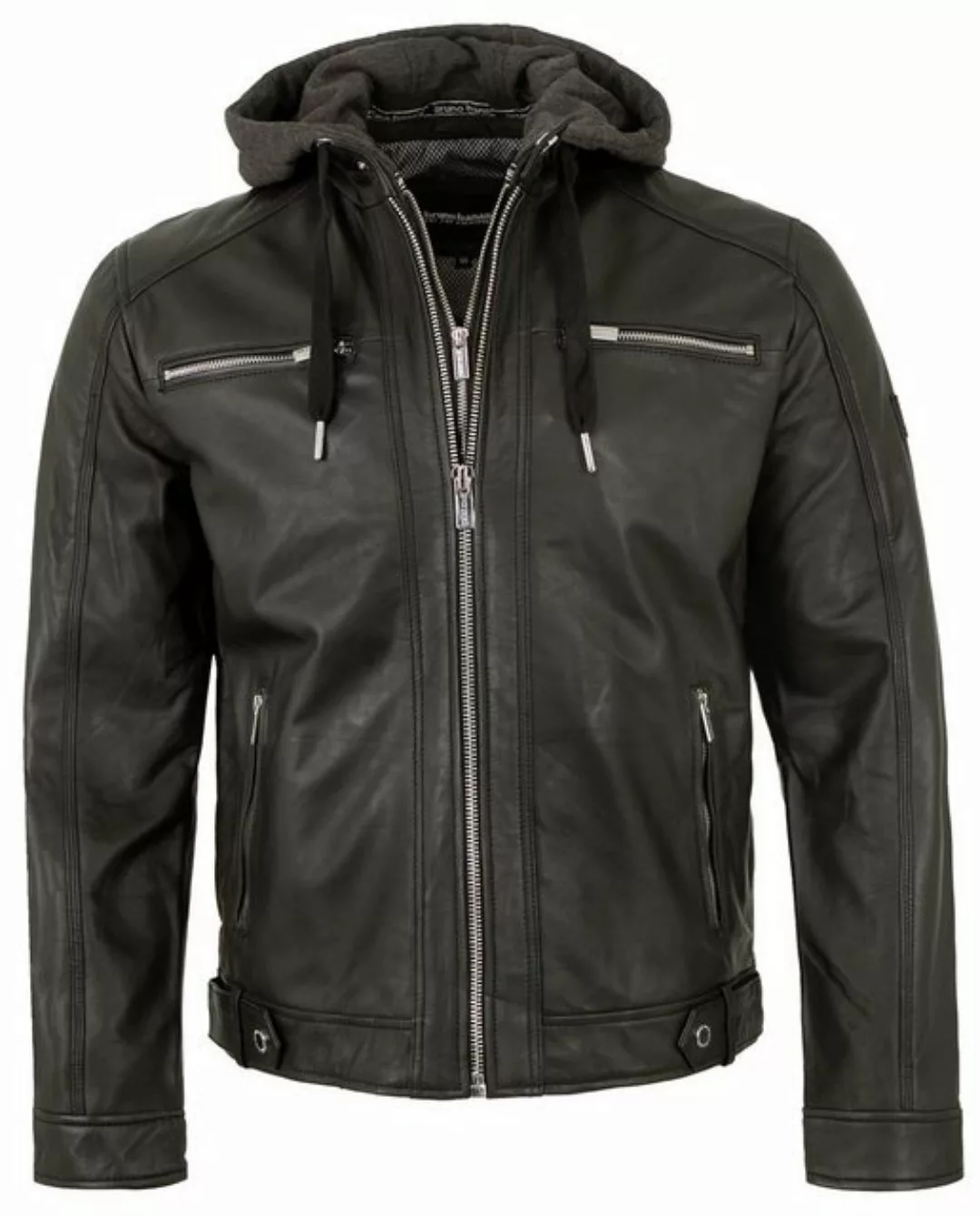 Lederjacken24 Lederjacke Smudo Herren Echtleder Lederjacke Kapuze Lammnappa günstig online kaufen