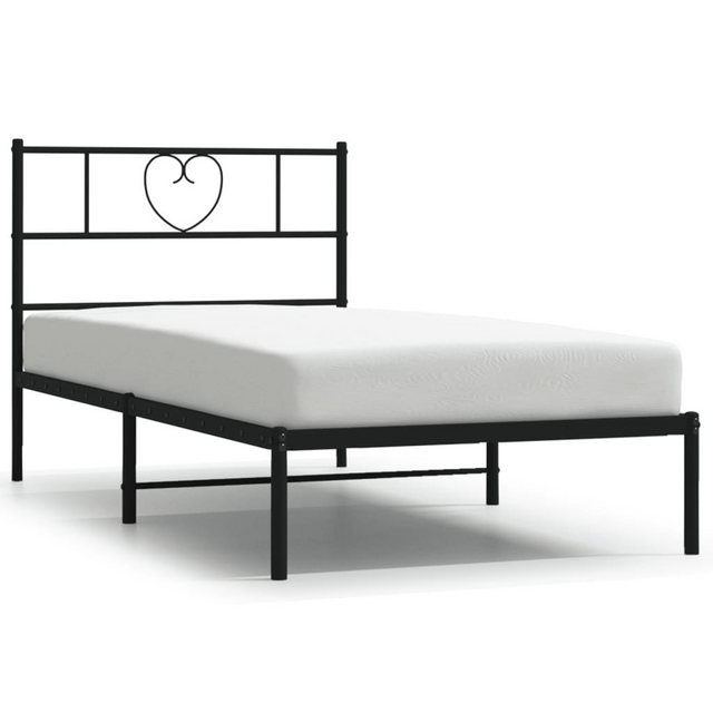 vidaXL Bettgestell Bettrahmen mit Kopfteil Metall Schwarz 90x200 cm Bett Be günstig online kaufen