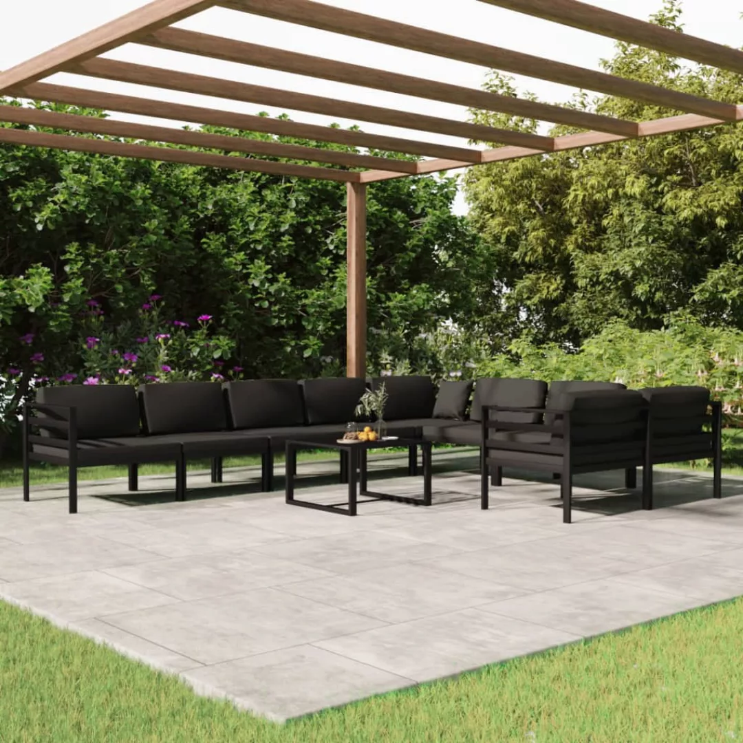 Vidaxl 10-tlg. Garten-lounge-set Mit Kissen Aluminium Anthrazit günstig online kaufen