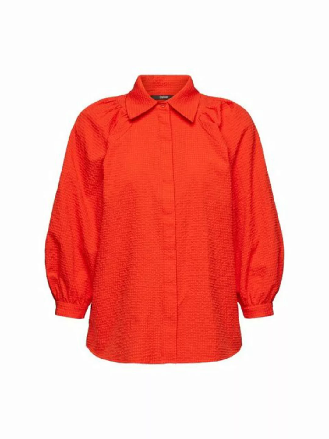 Esprit Collection Langarmbluse Seersucker-Bluse mit bauschigen Ärmeln günstig online kaufen