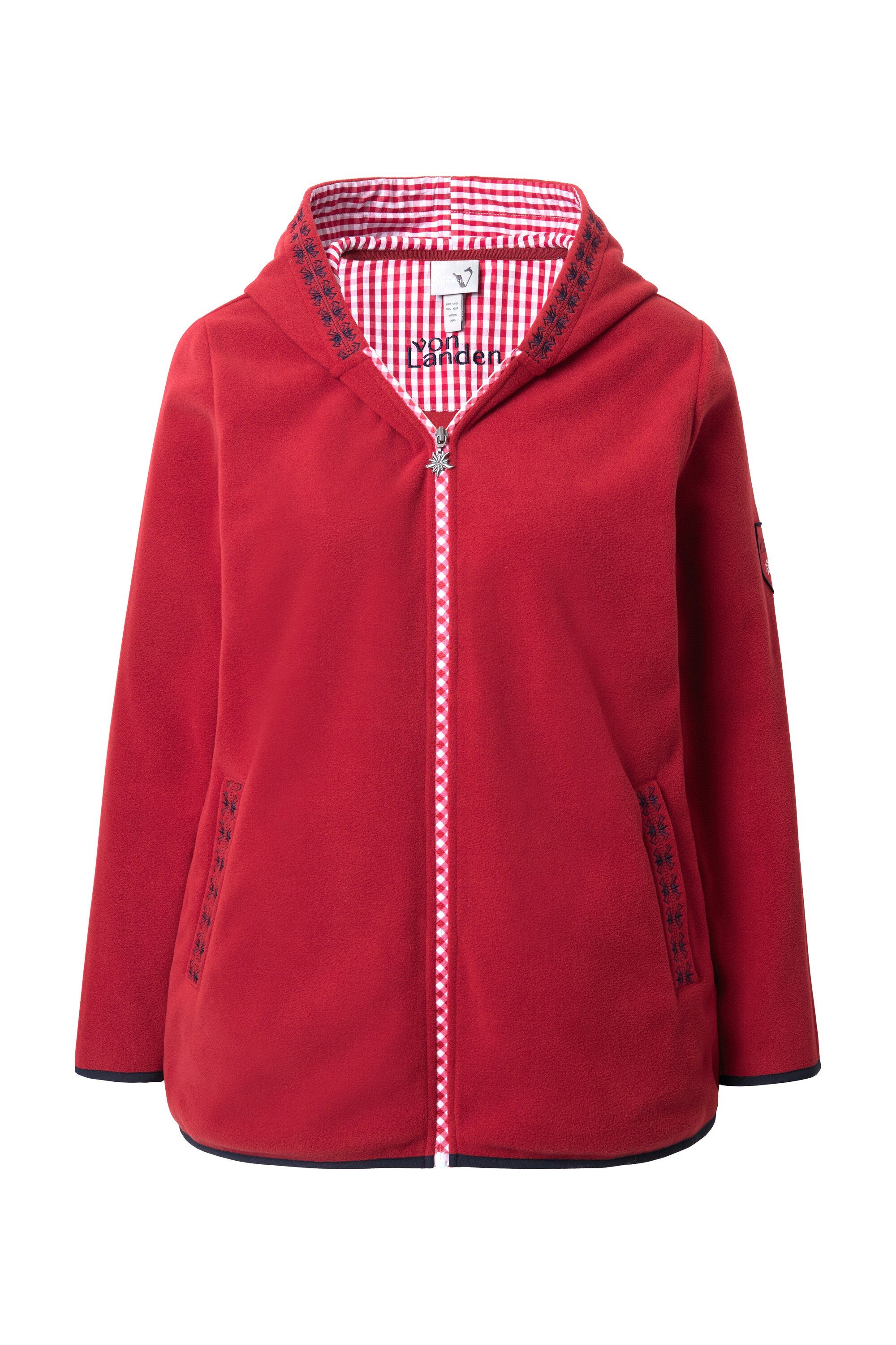 Ulla Popken Sweatjacke Trachten-Fleecejacke Kapuze Zierstickerei günstig online kaufen