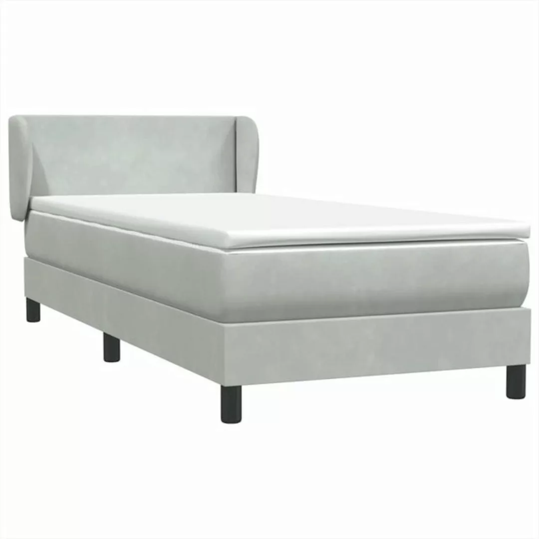 vidaXL Bett Boxspringbett mit Matratze Hellgrau 90x220 cm Samt günstig online kaufen