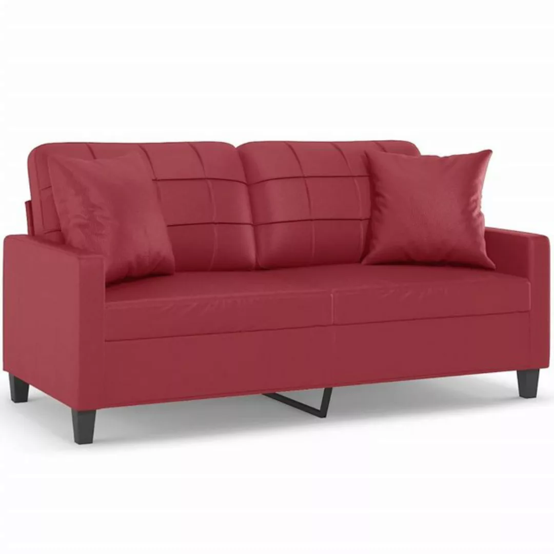 vidaXL Sofa, 2-Sitzer-Sofa mit Zierkissen Weinrot 140 cm Kunstleder günstig online kaufen