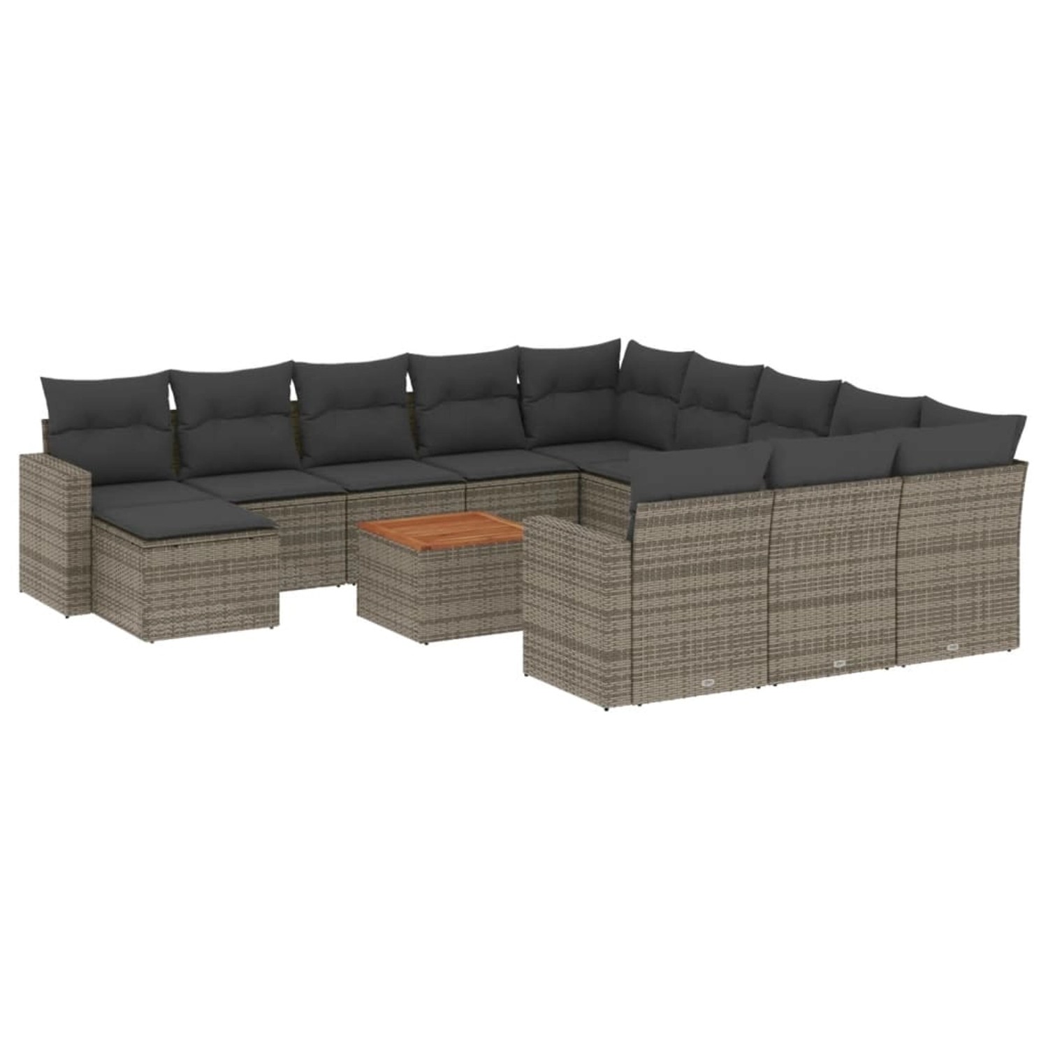 vidaXL 13-Tlg Garten-Sofagarnitur mit Kissen Grau Poly Rattan 3256760 günstig online kaufen