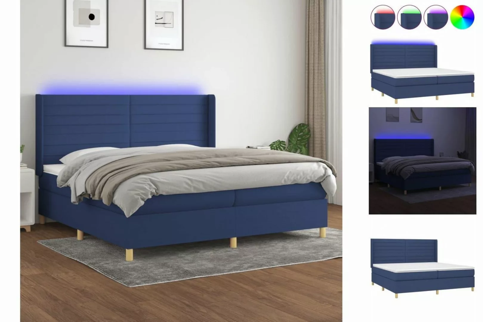 vidaXL Boxspringbett Bett Boxspringbett mit Matratze und LED Stoff (200 x 2 günstig online kaufen