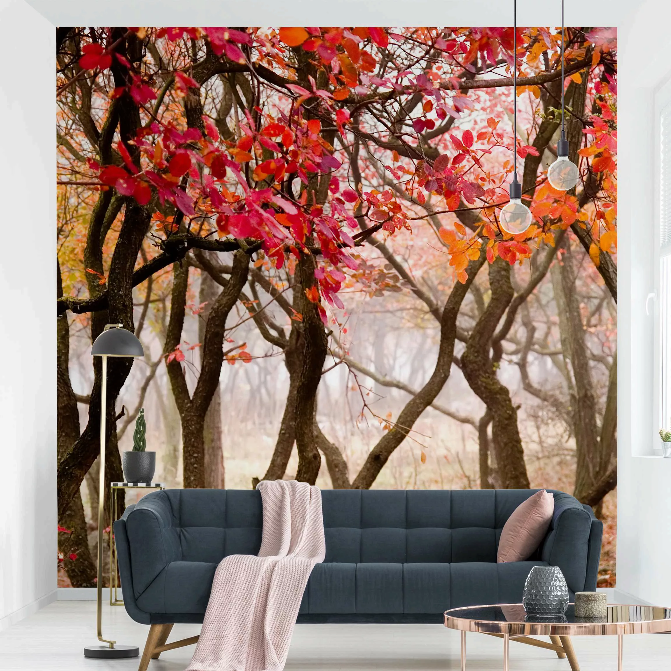 Bilderwelten Fototapete Wald Japan im Herbst rot Gr. 192 x 192 günstig online kaufen