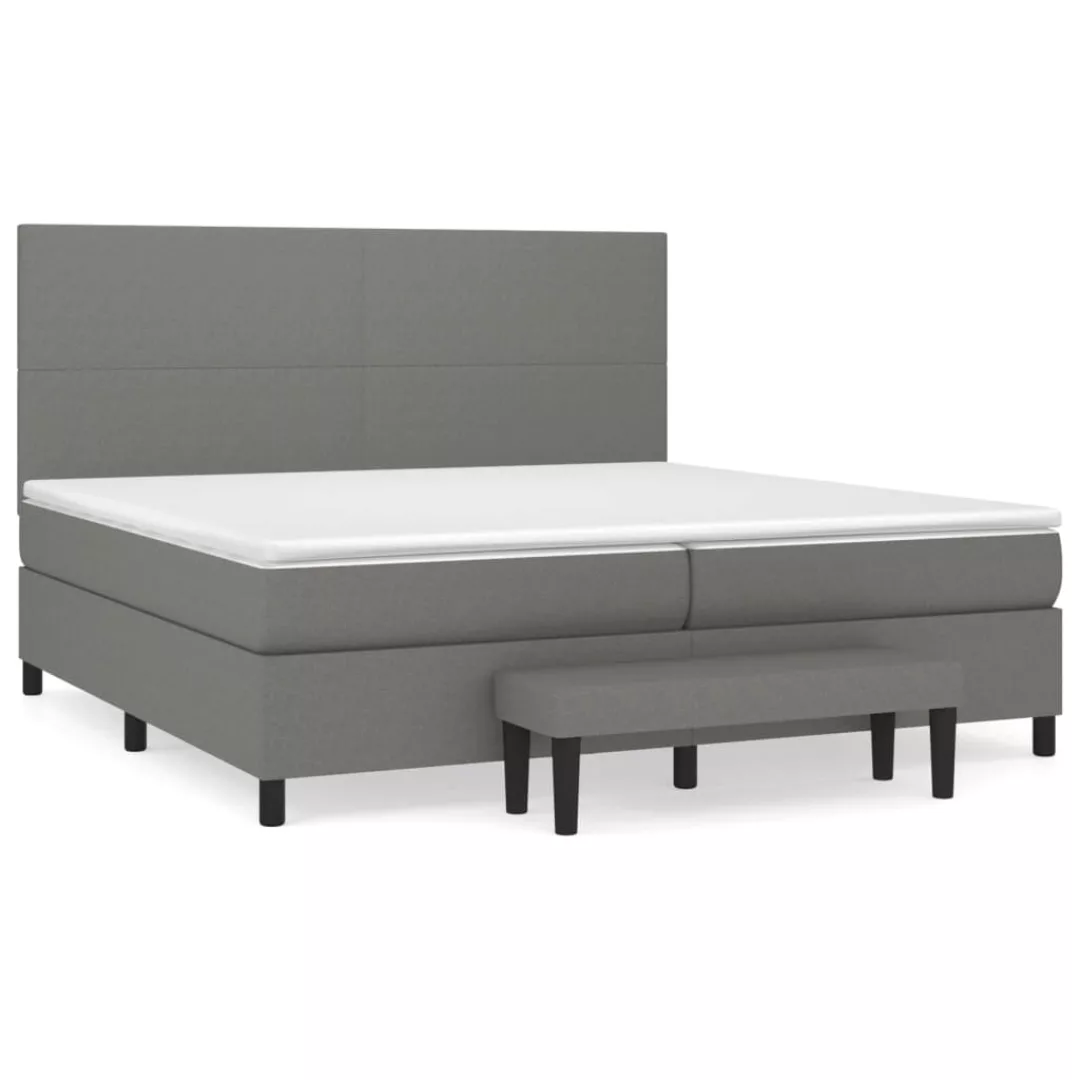 Vidaxl Boxspringbett Mit Matratze Dunkelgrau 200x200 Cm Stoff günstig online kaufen