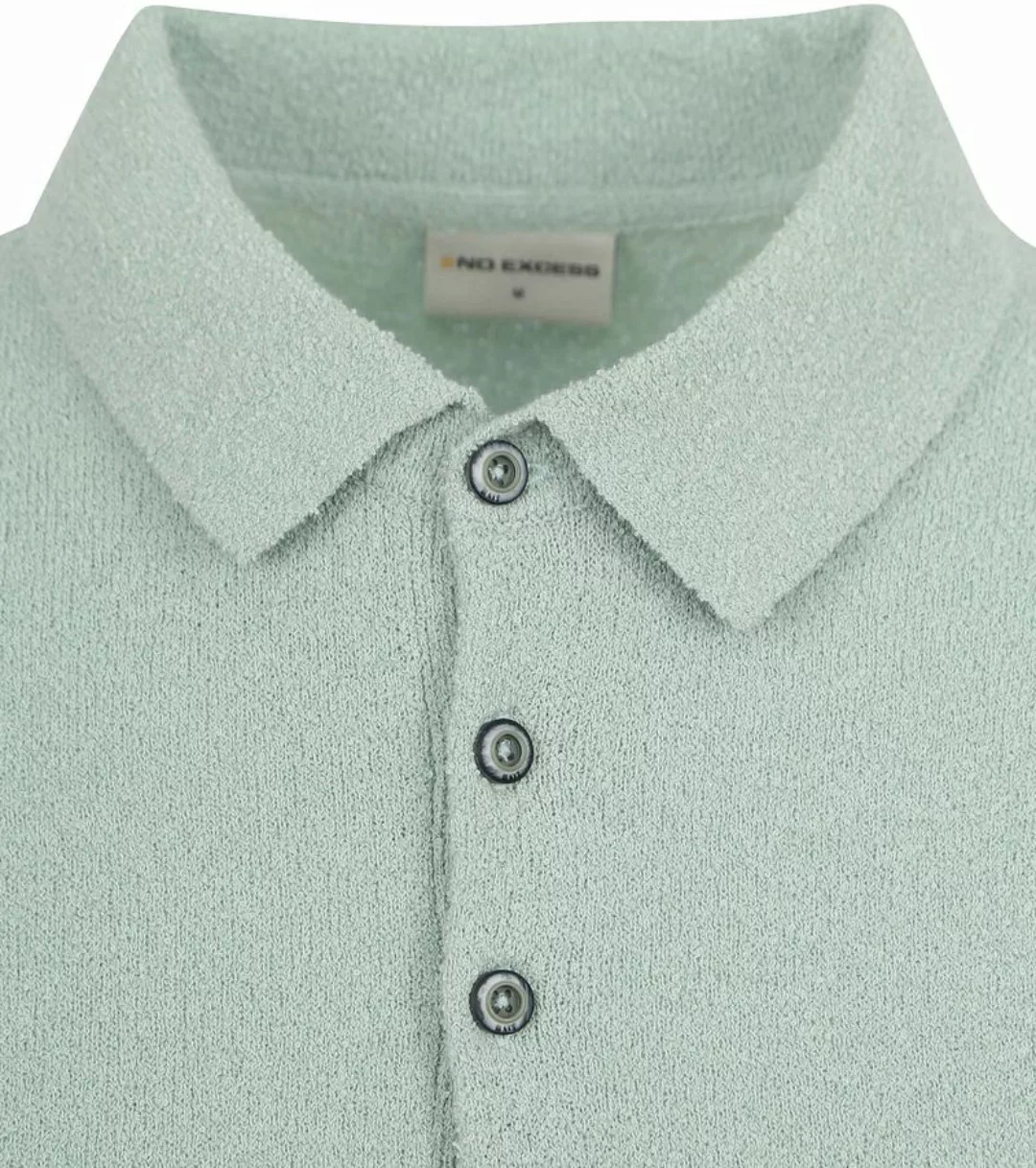 No Excess Knitted Poloshirt Struktur Grün - Größe L günstig online kaufen