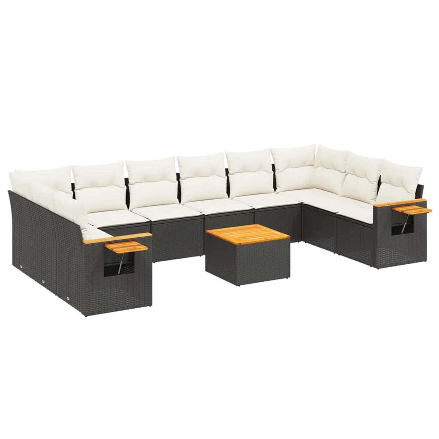vidaXL 11-Tlg Garten-Sofagarnitur mit Kissen Schwarz Poly Rattan 3259571 günstig online kaufen