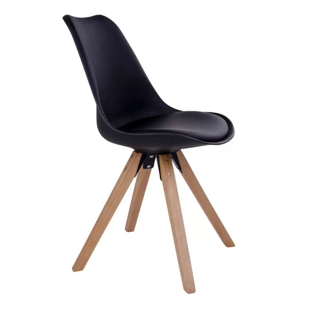 Schalen Esszimmerstühle in Schwarz Kunststoff Massivholzgestell (2er Set) günstig online kaufen