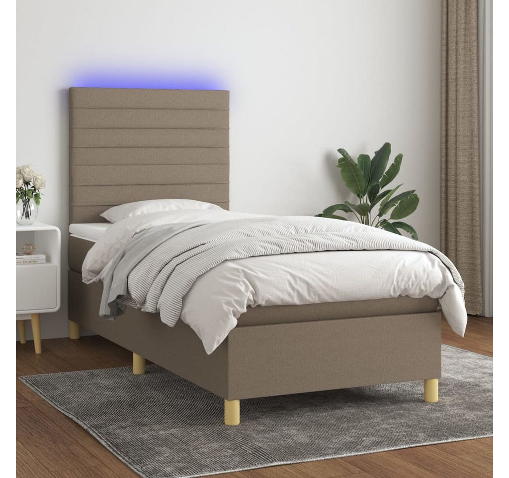 vidaXL Boxspringbett Boxspringbett mit Matratze LED Taupe 100x200 cm Stoff günstig online kaufen