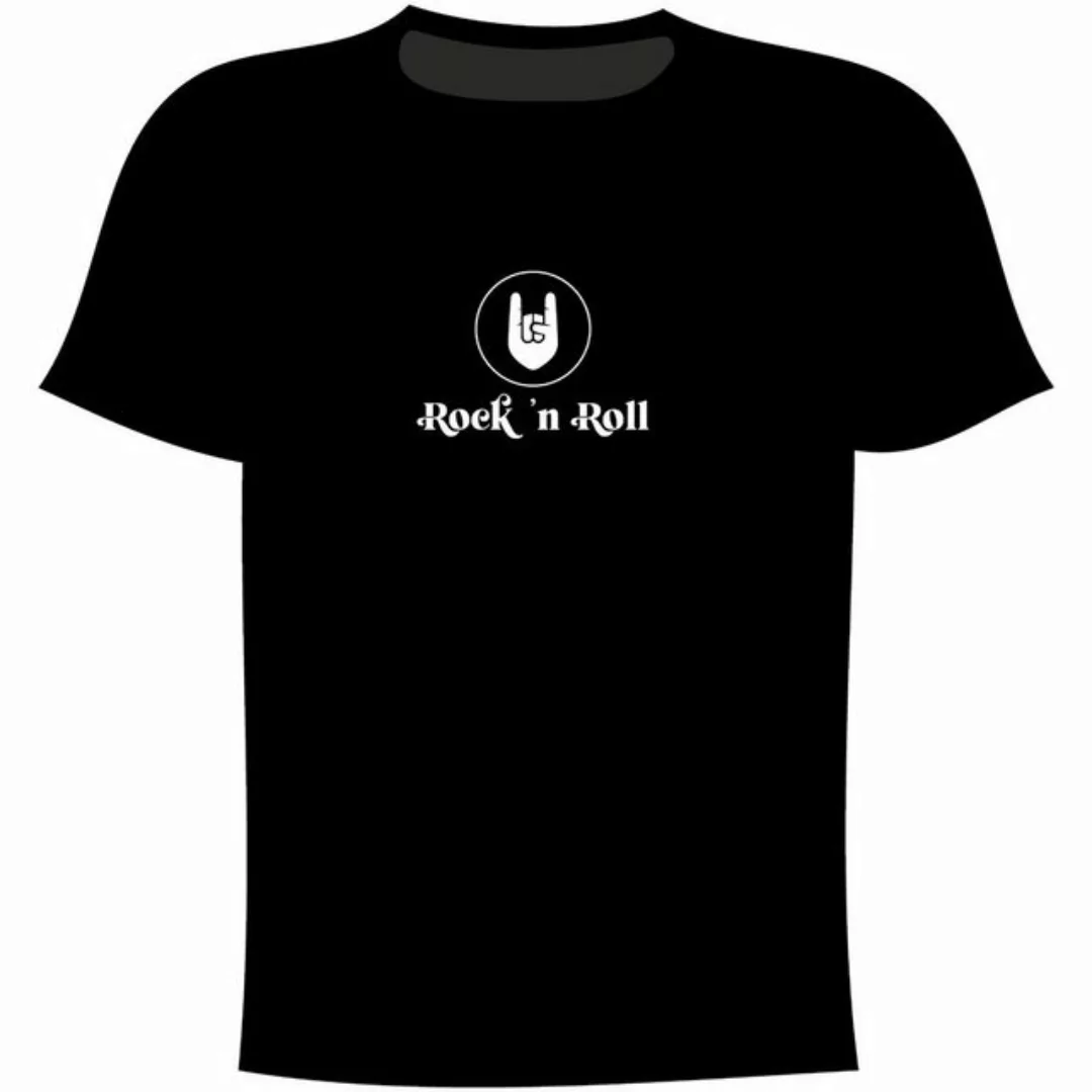 Rock `n Roll T-Shirt T-Shirt Rock `n Roll schwarz mit weißem Druck, Rundhal günstig online kaufen