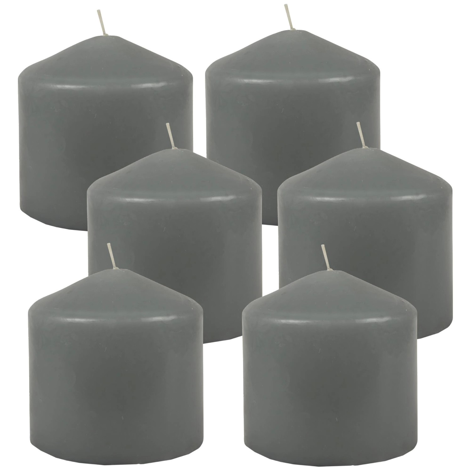 HS Candle Stumpenkerzen Ø8cm 6er Pack Grau günstig online kaufen