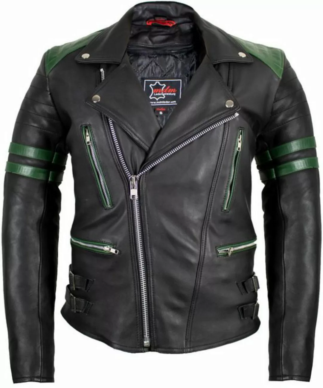 MDM Motorradjacke Herren Retro Lederjacke Motorrad Jacke in Schwarz mit Pro günstig online kaufen