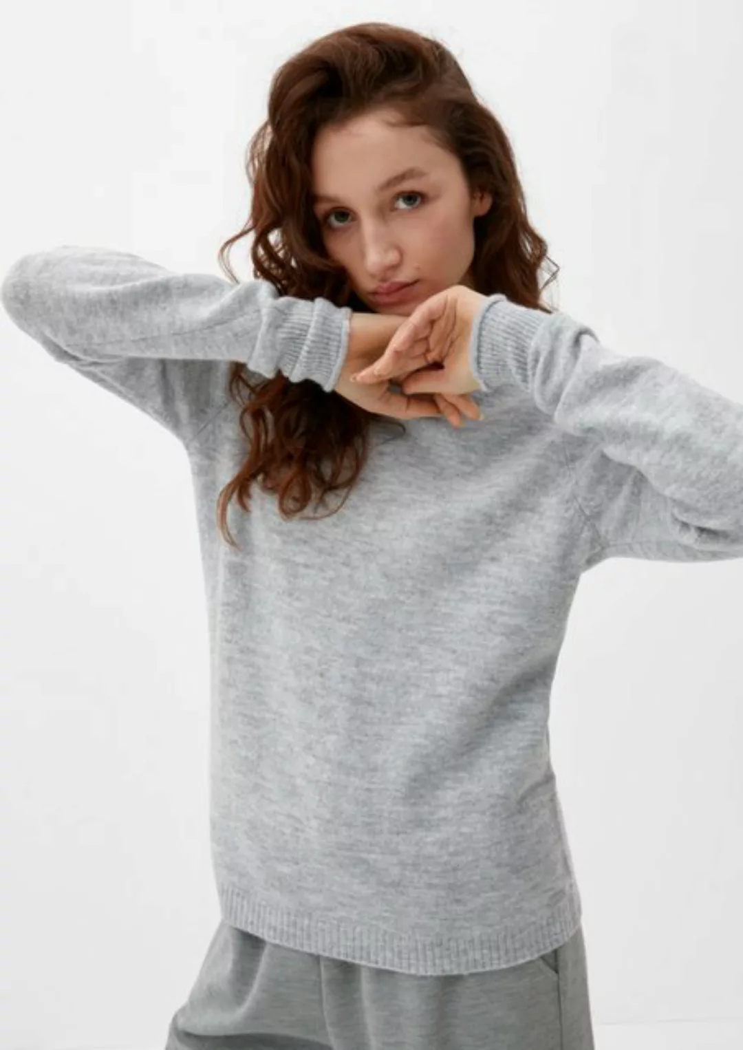 QS Strickpullover Pullover mit Rollsäumen Label-Patch günstig online kaufen