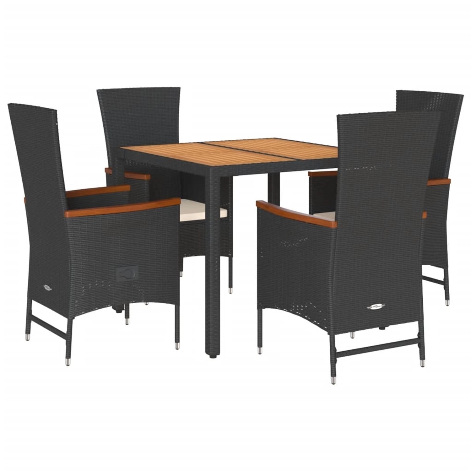 vidaXL 5-Tlg Garten-Essgruppe mit Kissen Schwarz Poly Rattan 3277502 günstig online kaufen