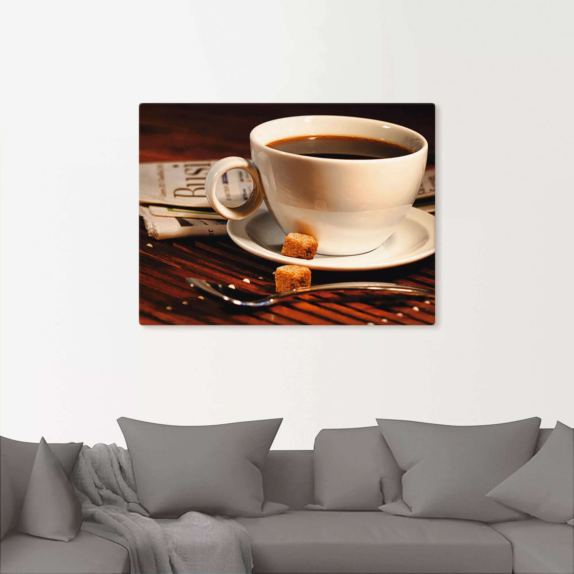 Artland Leinwandbild "Kaffeetasse und Zeitung", Getränke, (1 St.), auf Keil günstig online kaufen