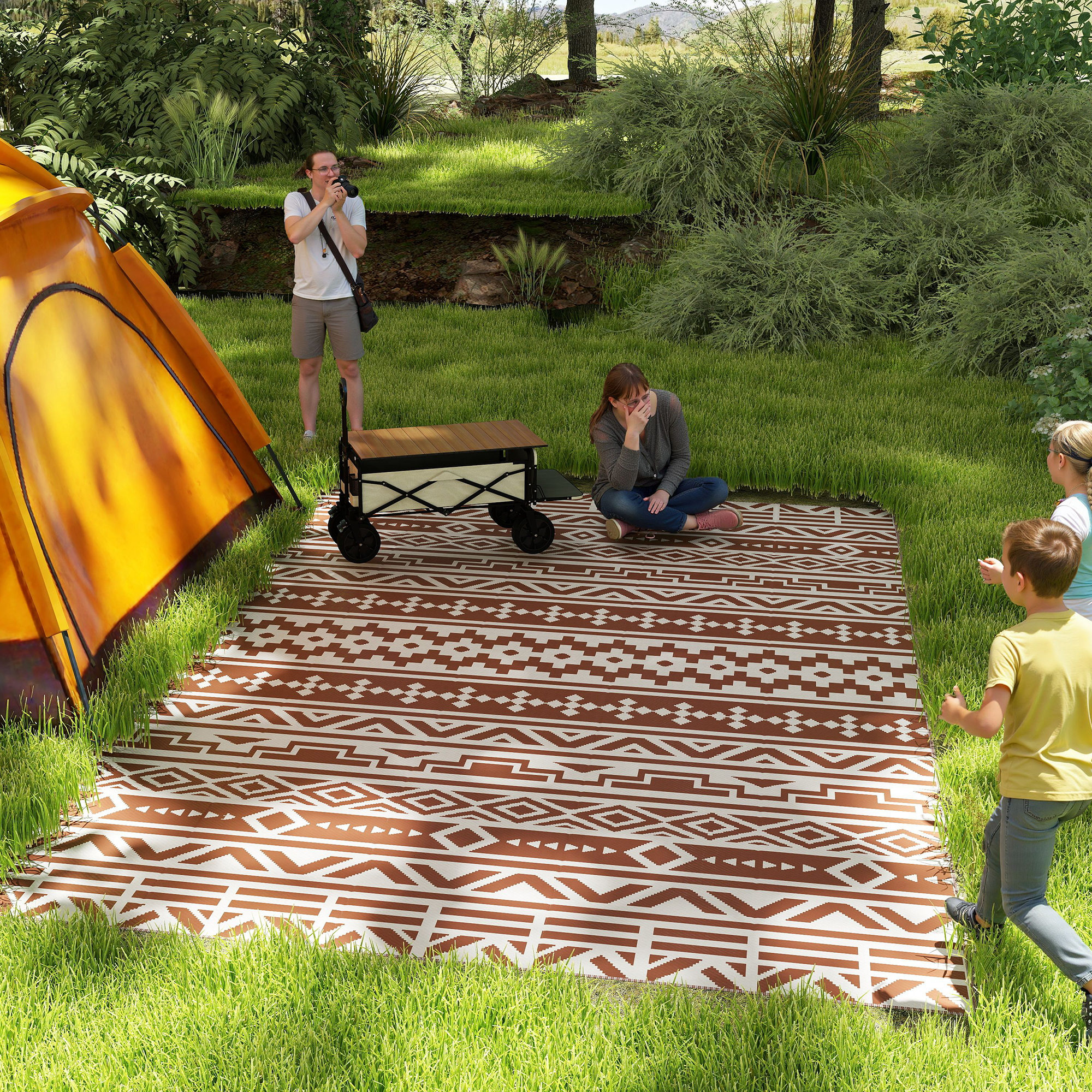 Outsunny Outdoor Wendeteppich 1,8 x 2,7 m, wetterfester Bodenteppich mit ge günstig online kaufen