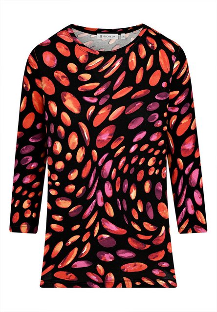 BICALLA T-Shirt Shirt mit Punkte-Print in Orange/Schwarz (1-tlg) günstig online kaufen