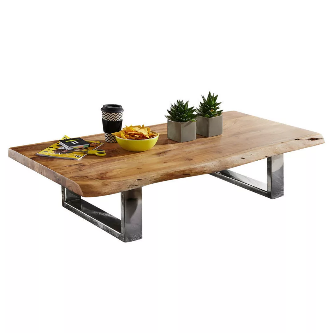 Couchtisch 115 x 25 x 58 cm Akazie Massiv Holz Metallgestell groß | Baumsta günstig online kaufen