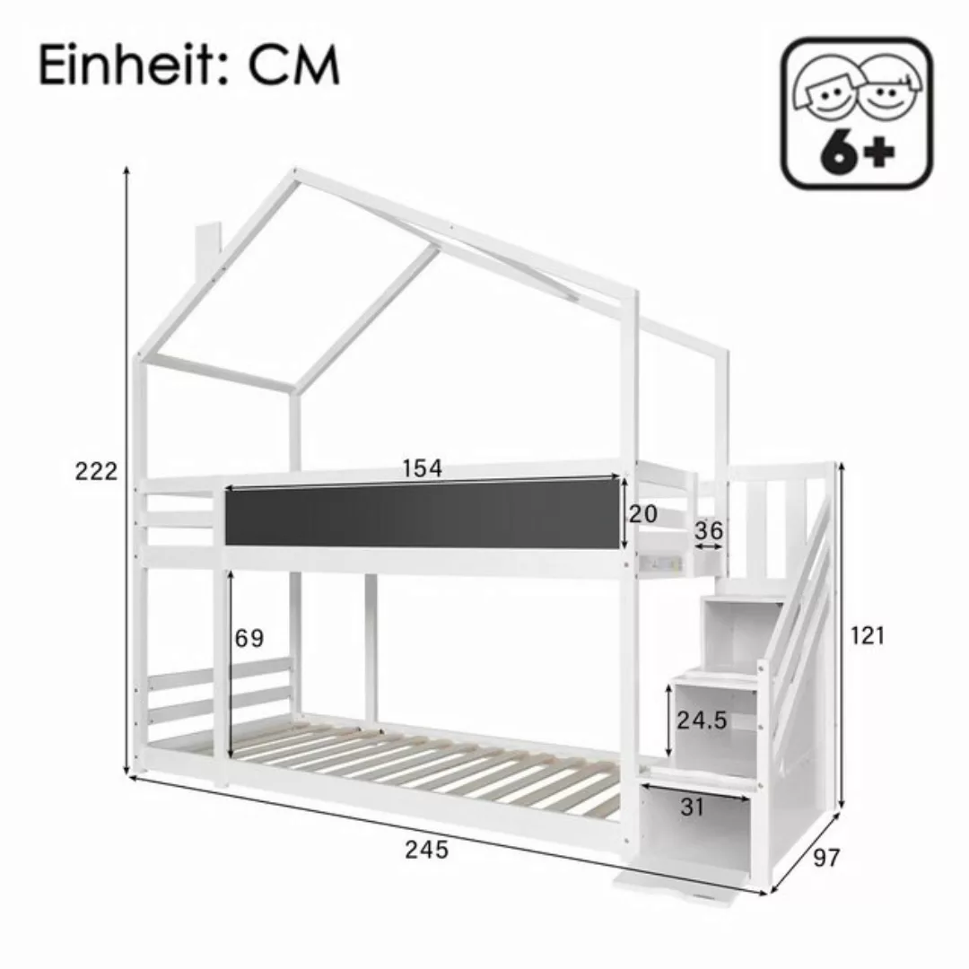 SOFTWEARY Etagenbett mit 2 Schlafgelegenheiten und Lattenrost (90x200 cm), günstig online kaufen