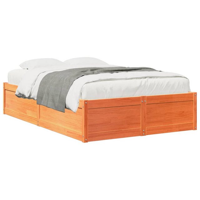 vidaXL Bett, Massivholzbett ohne Matratze Wachsbraun 120x190 cm Kiefernholz günstig online kaufen