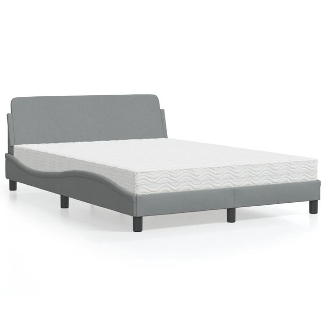 vidaXL Bett mit Matratze Hellgrau 140x190 cm Stoff Modell 12009064 günstig online kaufen